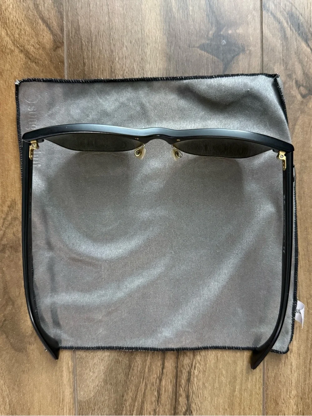 Ray-Ban Black and Gold Clubmaster Style Sunglasses with Case